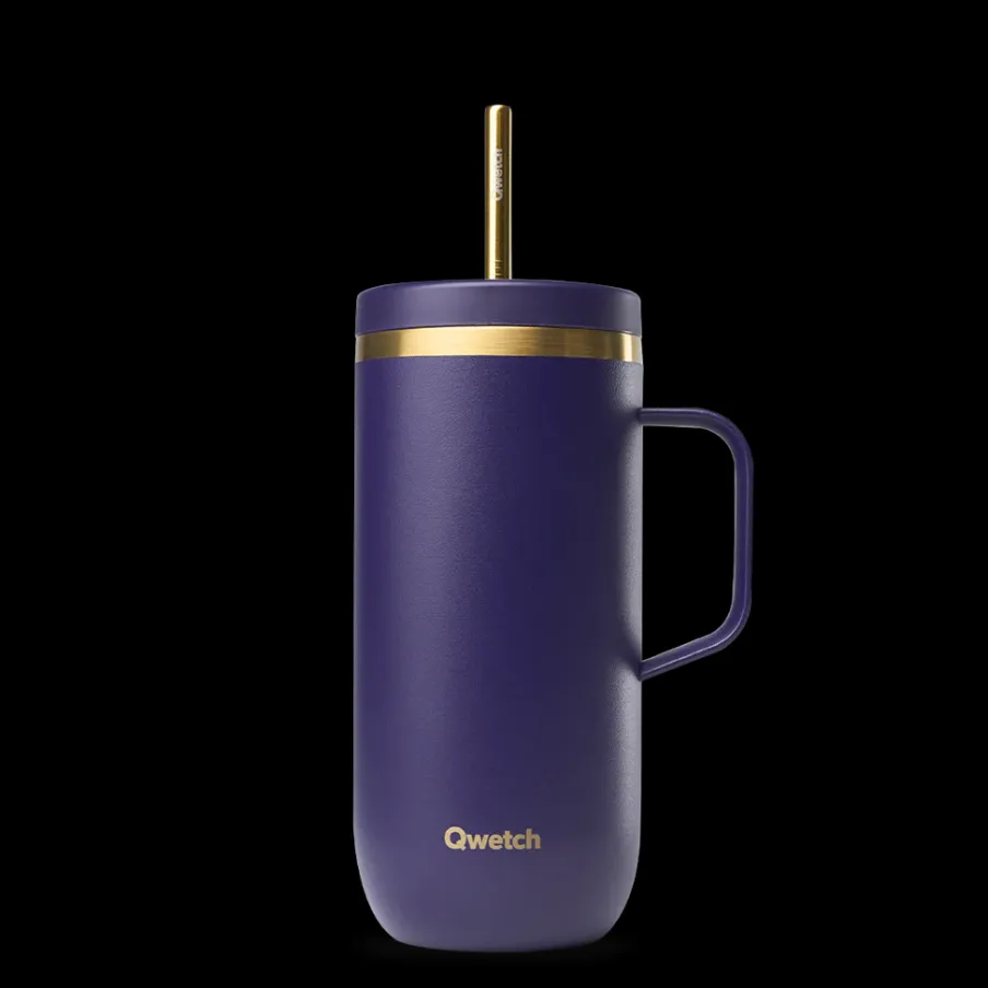 Qwetch Cold Cup isotherme avec Anse - Violet obscur u0026 Or