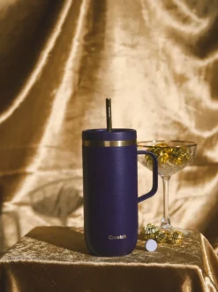 Qwetch Cold Cup isotherme avec Anse - Violet obscur u0026 Or