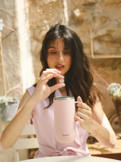 Qwetch Cold Cup isotherme avec Anse - Pastel Rose