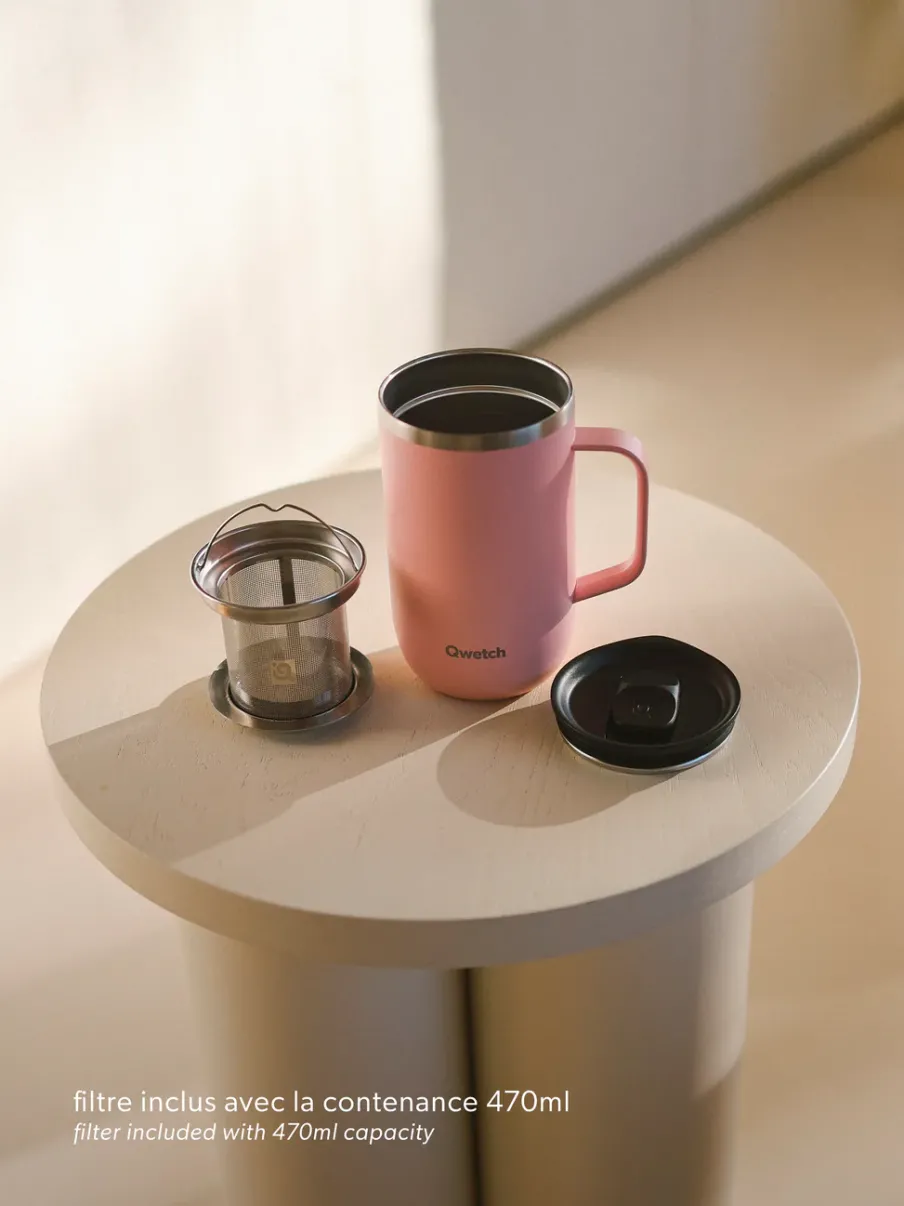 Qwetch Mug Tisanière isotherme - Pastel Rose